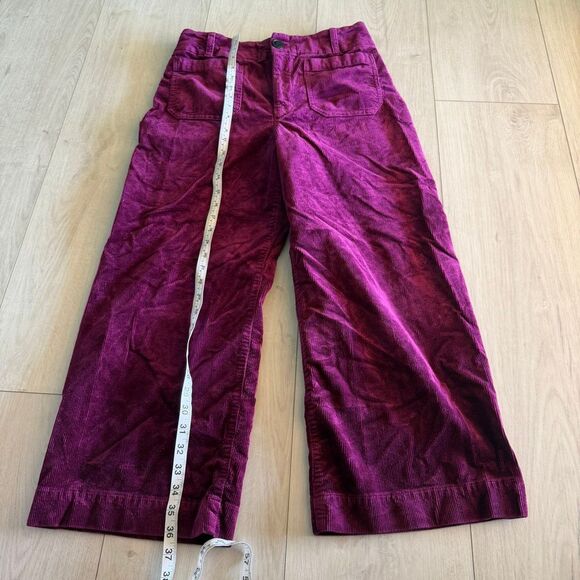Anthropologie Maeve Colette Cropped Wide Leg Corduroy Pants Grape Purple size 31 - Picture 2 of 10
